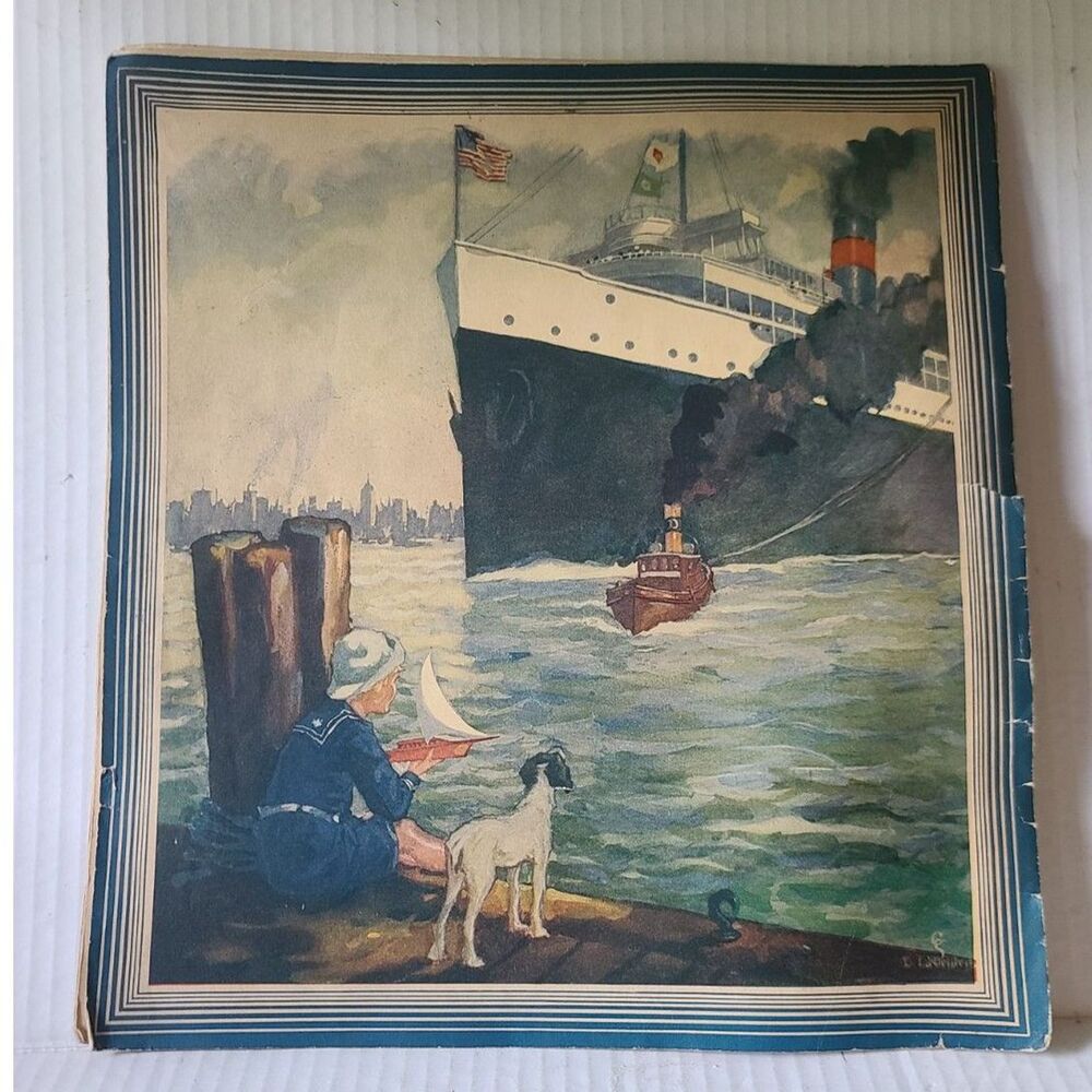 Trains and Ships Children's Lithograph 1932‎ Book Saalfield Publishing Co. - Picture 2 of 5